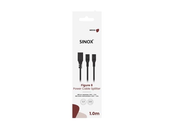 Sinox 8-tals splitter kabel. 1m. Sort