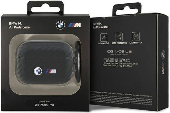 BMW BMAPWMPUCA2 AirPods Pro -suojus musta/musta Carbon Double Metal -logo