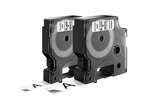 DYMO 45013, 45803 Nauhasarja 2 kpl Nauhan väri: Valkoinen Fontin väri: Musta 12 mm, 19 mm 7 m