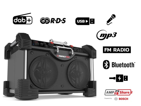 Perfectpro ROCKHART, Arbetsplats, Digital, DAB+, FM, 60 W, 2-vägs, 16,5 cm (6.5")
