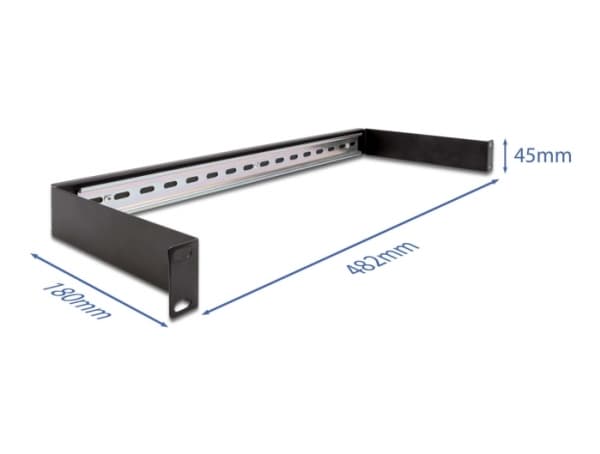 Delock - DIN-skena panel - monterbar på stativ - svart - 1U - 19"