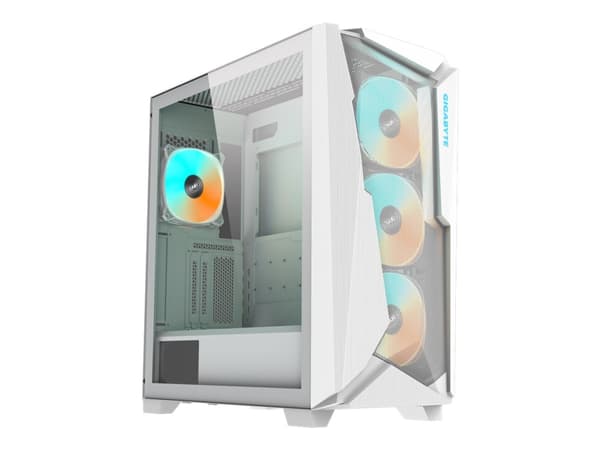 Gigabyte C301GW, Midi Tower, PC, Valkoinen, ATX, EATX, mikro ATX, Mini-ATX, Lasi, Muovi, Terästä, Pelaaminen