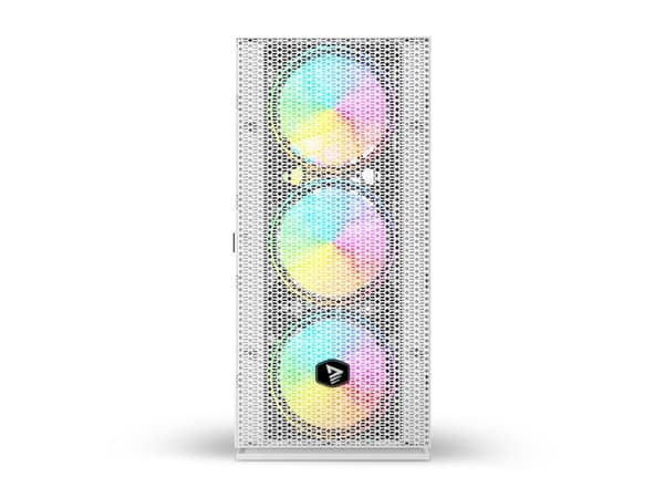 Savio Raptor White X1 ARGB Glass/Mesh White Computer Case, Midi Tower, PC, Hvit, ATX, EATX, ITX, Micro ATX, Netting, Stål, Herdet glass, Spilling