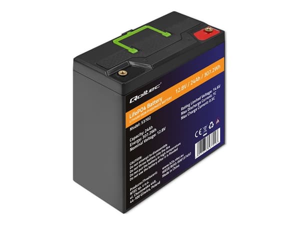 Qoltec - Batteri - 12.8V, BMS - litium-jernfosfat - 24 Ah - 307.2 Wh
