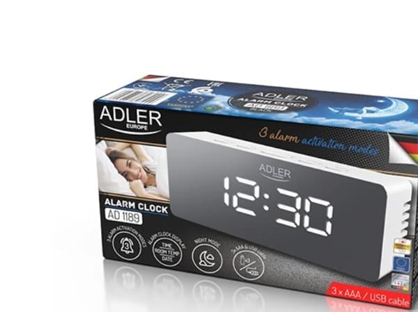 Adler | Alarm Clock | AD 1189W | Alarm function | White
