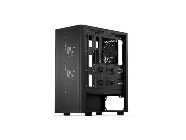 Endorfy Ventum 200 ARGB - Mid tower - ATX - genomskinlig sidopanel (härdat glas) - ingen strömförsörjning (ATX) - svart - USB/ljud