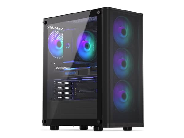 Endorfy Ventum 200 ARGB - Mid tower - ATX - genomskinlig sidopanel (härdat glas) - ingen strömförsörjning (ATX) - svart - USB/ljud Svart