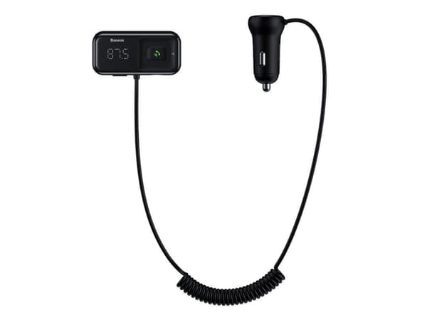 Bluetooth FM Transmitter and Car Charger Baseus T-Typed, 2 x USB-A, Black CCMT000201