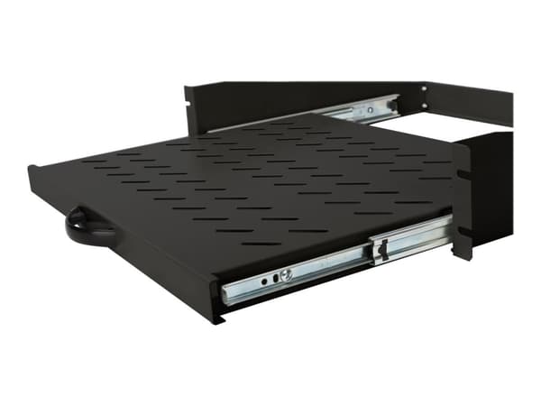 DIGITUS Professional DN-19-TRAY-2-450-SW Extendible - Hylla för rack - svart, RAL 9005 - 2U - 19" - för P/N: DN-31102-B