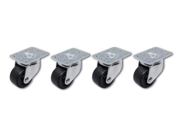 Qoltec - Stödhjulssats för rack - without locking - svart, silver - 19" (paket om 4)