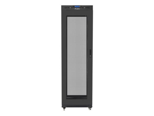 Lanberg V2 - Rack skap - flat pack, with mesh door, 600x600 - fritt stående - RAL 9004, svart - 42U - 19"