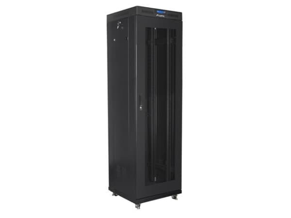Lanberg V2 - Rack skap - flat pack, with mesh door, 600x600 - fritt stående - RAL 9004, svart - 42U - 19"
