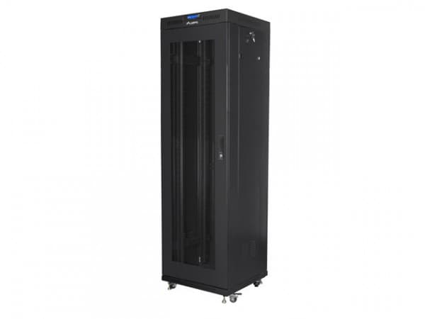 Lanberg V2 - Rack skap - flat pack, with mesh door, 600x600 - fritt stående - RAL 9004, svart - 42U - 19"