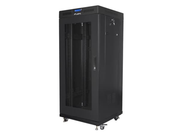 Lanberg V2 - Rack skåp - flat pack, med nätdörr, 600x800 - fristående - svart, RAL 9004 - 27U - 19"