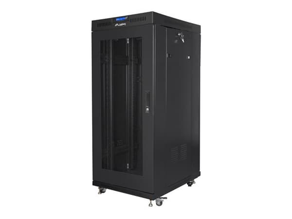 Lanberg V2 - Rack skåp - flat pack, med nätdörr, 600x800 - fristående - svart, RAL 9004 - 27U - 19"