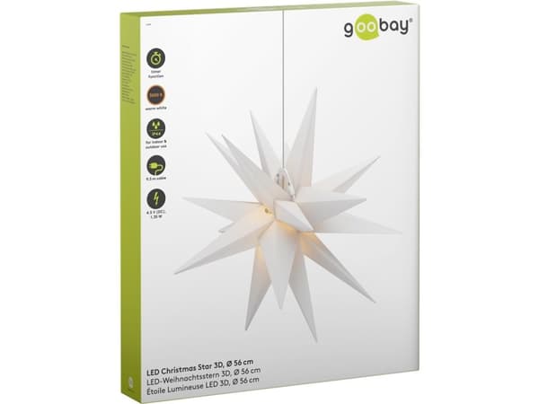 Goobay 64789, Ljusdekoration, figur, Transparent, Vit, IP44, 6 h, 18 h, WEEE, CE