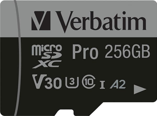 Verbatim PRO U3 - Flashminnekort (microSDXC til SD-adapter inkludert) - 256 GB - A2 / UHS-I U3 / Class10 - microSDXC UHS-I