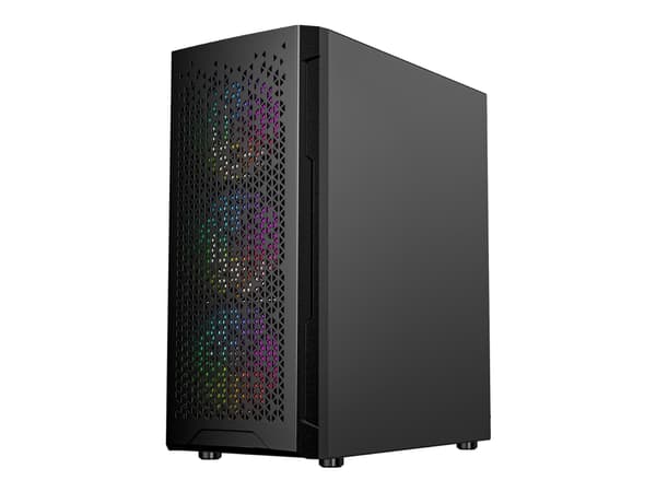 Gembird Fornax 400X - Tower - ATX - genomskinlig sidopanel (härdat glas) - ingen strömförsörjning (ATX) - svart - USB/ljud Svart