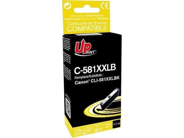 UPrint UPrint-kompatibelt blekk/blekk med CLI-581BK XXL, svart, 11,7 ml, C-581XXLB, ekstra høy kapasitet, Canon PIXMA TR7550, TR8550, TS61