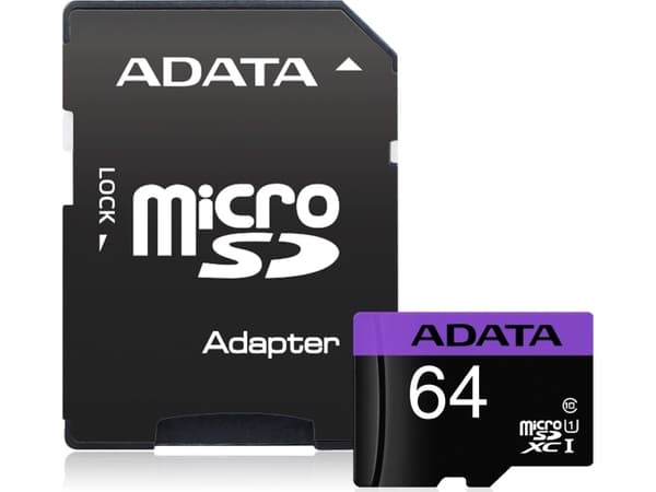 ADATA Premier - Flashminnekort (microSDXC til SD-adapter inkludert) - 64 GB - UHS Class 1 / Class10 - microSDXC UHS-I