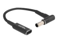 Delock - Strømadapter - 24 pin USB-C (hunn) til 6,0 x 4,3 mm DC-jakk (hann) vinklet - 19.5 V - 3 A - 15 cm - svart Sort