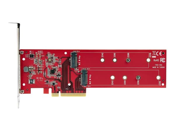 StarTech.com Dual M 2 PCIe AdapterKarte, PCIe x8/ x16 auf Dual AHCI oder NVMe M.2 SSDs, PCI Express 4.0, 7,8GB/s pro Laufwerk, Bifurkation Erforderli