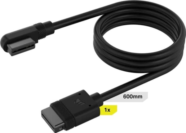Corsair iCUE LINK - Strøm/data-kabel - CORSAIR iCUE link vinklet til CORSAIR iCUE link rett - 60 cm