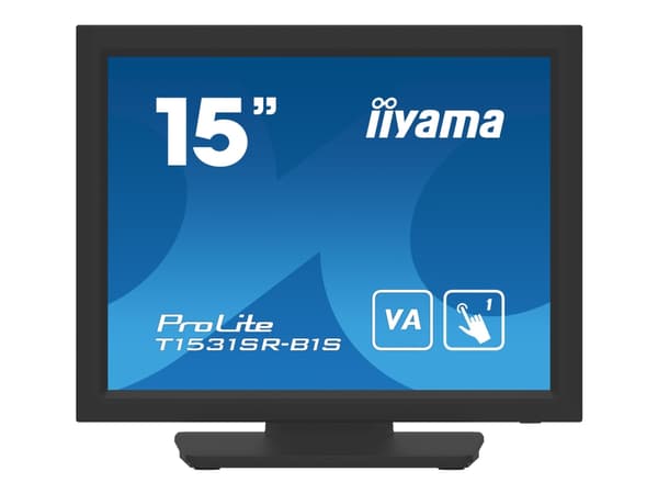 iiyama ProLite T1531SR-B1S - LED-skärm - 15" - pekskärm - 1024 x 768 - VA - 350 cd/m² - 2500:1 - 18 ms - HDMI, VGA, DisplayPort - högtalare - svart,