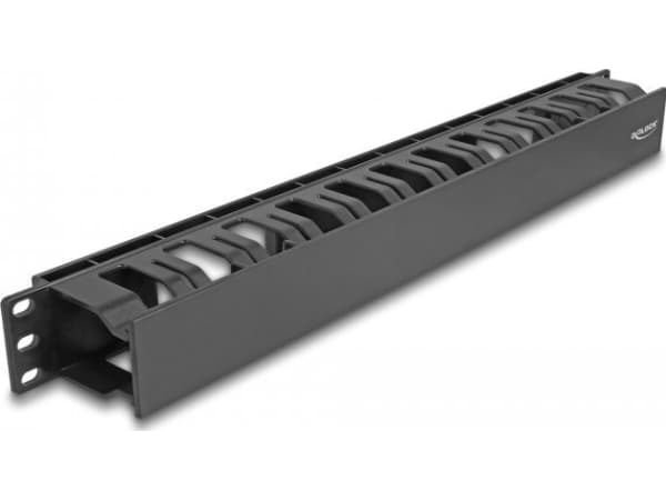 Delock - Rackpanel för kabelhantering - with 2 openings, plastic - svart - 1U - 19"