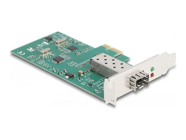 Delock - Nettverksadapter - PCIe 2.1 lav profil - 100Base-FX Grønn, Grå