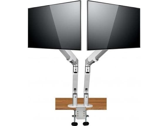 Spire skrivbordsfäste för 2 bildskärmar upp till 27" Arm II (CG-UGOZ-2S) Silver, Vit