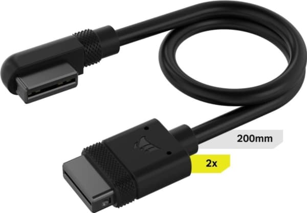 Corsair iCUE LINK - Strøm/data-kabel - CORSAIR iCUE link vinklet til CORSAIR iCUE link rett - 20 cm (en pakke 2)