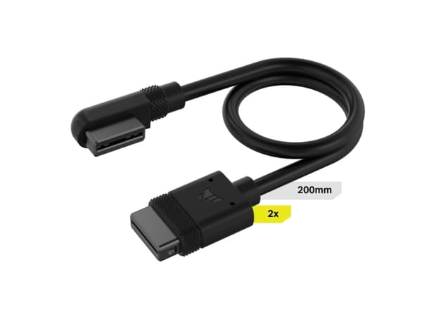 Corsair iCUE LINK - Strøm/data-kabel - CORSAIR iCUE link vinklet til CORSAIR iCUE link rett - 20 cm (en pakke 2)