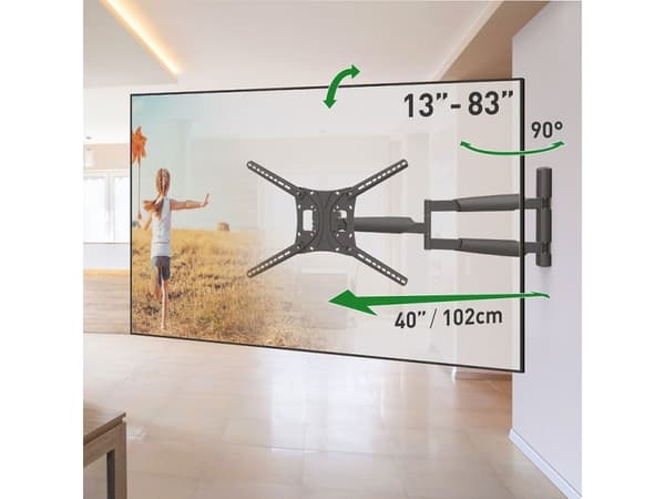 Barkan - Monteringssats (vridbar arm) - fullständig rörelse - för TV - extra lång - svart - skärmstorlek: 13"-83" - väggmonterbar