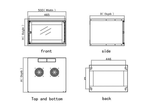 Techly I-CASE EL-1006B45, Väggmonterad rack, 6U, 50 kg, Knapplås, 14,2 kg, Svart
