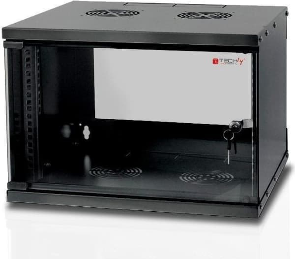Techly I-CASE EL-1006B45, Väggmonterad rack, 6U, 50 kg, Knapplås, 14,2 kg, Svart