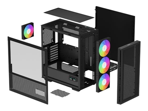 DeepCool CH560 Digital - Mid tower - utvidet ATX (E-ATX) - sidepanel med vindu (herdet glass) - ingen strømforsyning (ATX / PS/2) - svart - USB/lyd