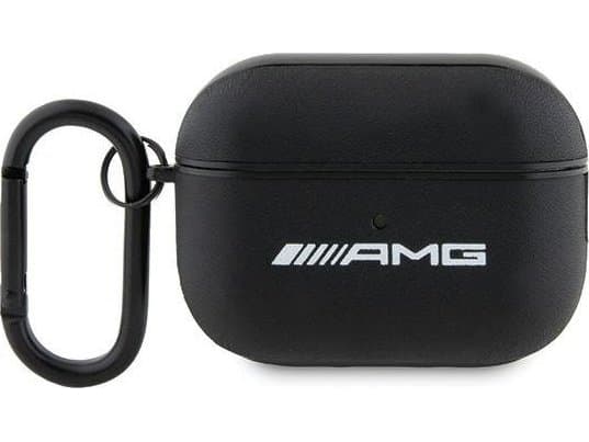 Mercedes Benz Apple AirPods Pro hörlursfodral 2 Mercedes AMG läder vit logotyp (AMAP2SLWK) svart
