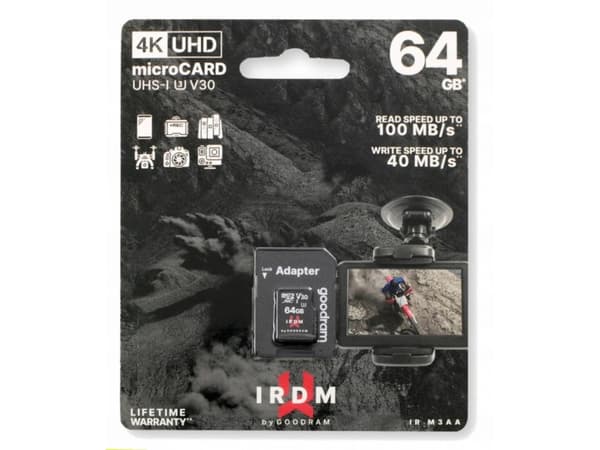 GOODRAM IRDM Micro SDXC minnekort 64 GB UHS-I U3 V30 + adapter