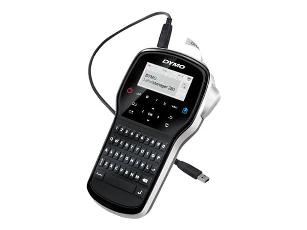 DYMO LabelMANAGER 280 - Etikettskrivare - svartvit - termisk överföring - Rulle (1,2 cm) - 180 dpi - upp till 15 mm/sek - USB - kniv