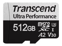 Transcend USD340S - Flashminnekort (microSDXC til SD-adapter inkludert) - 512 GB - A2 / Video Class V30 / UHS-I U3 / Class10 - microSDXC UHS-I
