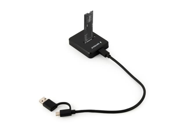 Gembird DD-U3M2 - SSD-dockningsstation - M.2 - M.2 Card (PCIe NVMe & SATA) - USB 3.2 (Gen 2) - svart