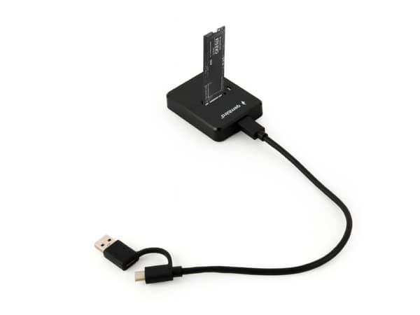 Gembird DD-U3M2 - SSD-dockningsstation - M.2 - M.2 Card (PCIe NVMe & SATA) - USB 3.2 (Gen 2) - svart