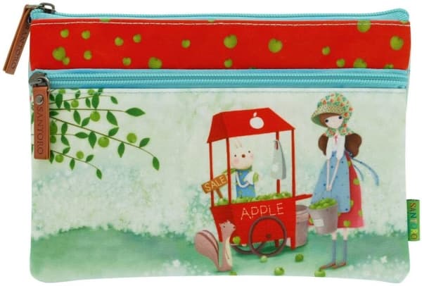 Santoro Flat bag med to glidelåser - An Apple A Day (252555)