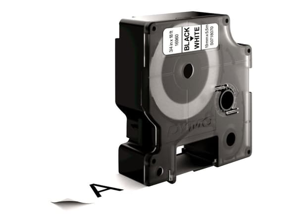DYMO D1 - Polyester - permanet adhesiv - svart på hvitt - Roll (1.9 cm x 5.5 m) 1 kassett(er) merketape - for LabelMANAGER 360D, 420P, 420P Kit, 500T