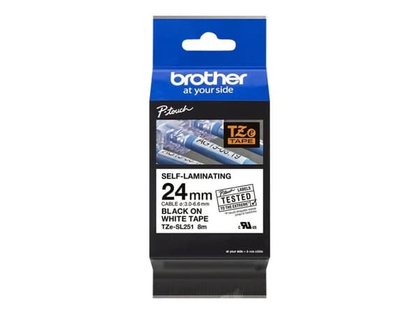 Brother TZe-SL251 - Självhäftande - svart på vitt - Rulle ( 2,4 cm x 8 m) 1 kassett(er) bandlaminat - för P-Touch PT-D800W, PT-E550WSP, PT-E550WVP, P