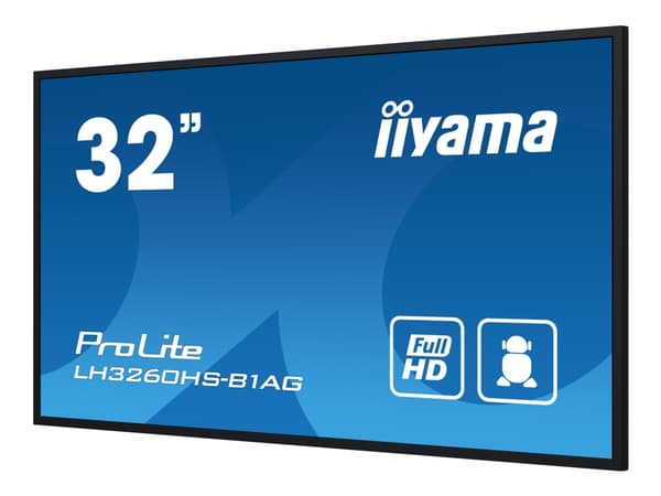 iiyama ProLite LH3260HS-B1AG - 32" Diagonal klass (31.5" visbar) LED-bakgrundsbelyst LCD-skärm - digital skyltning - med inbyggd SoC-mediespelare - 1 Svart