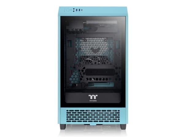Thermaltake The Tower 200 - MT - mini-ITX - sidepanel med vindu (herdet glass) - ingen strømforsyning (PS/2) - turkis - USB/lyd
