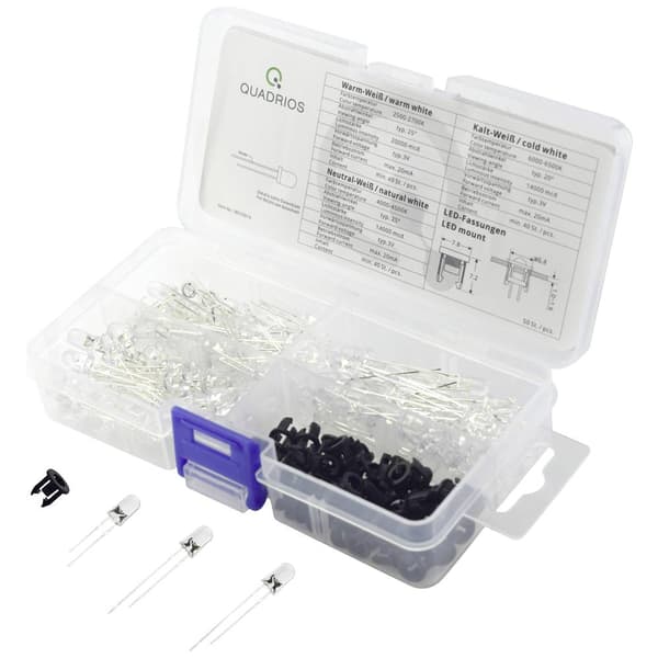 Quadrios LED sortiment Varmvit, Kallvit 5 mm 20 mA 3.0 V