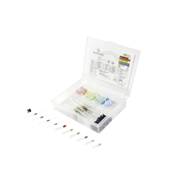 Quadrios LED sortiment Röd, Grön, Gul, Blå, Kallvit, Varmvit 3 mm 20 mA 3.0 V